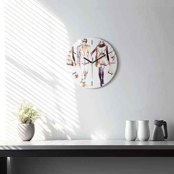 Round glass wall clock Woman and man