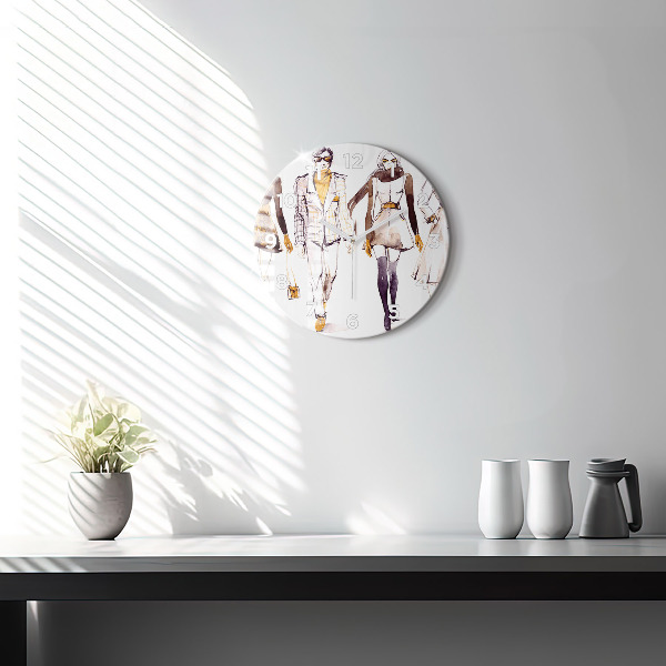 Round glass wall clock Woman and man