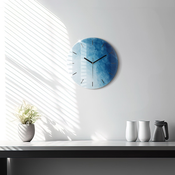 Round glass wall clock Blue gradient