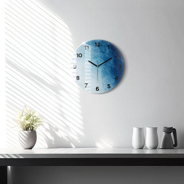 Round glass wall clock Blue gradient