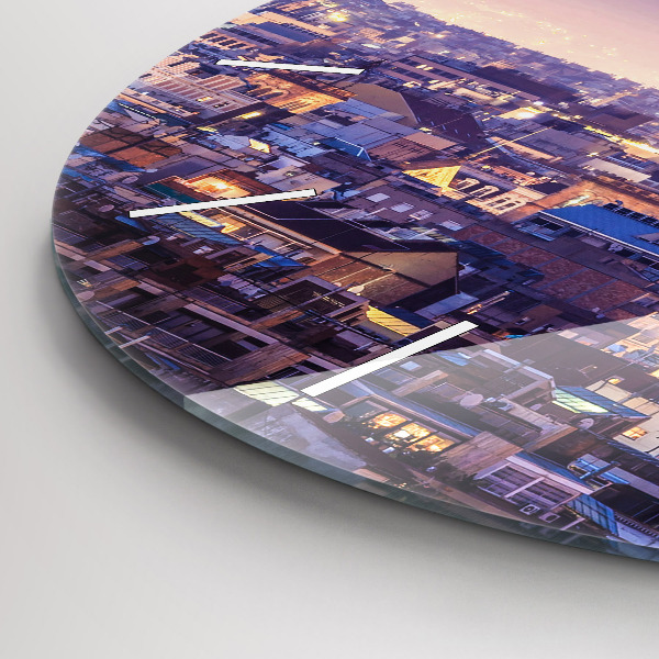 Round glass wall clock View of Barcelona
