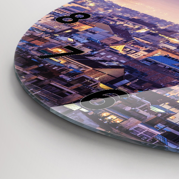 Round glass wall clock View of Barcelona
