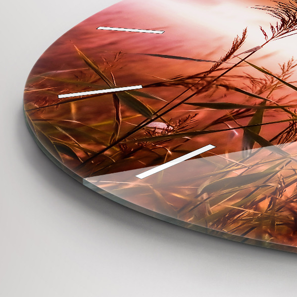 Round glass wall clock Foggy morning