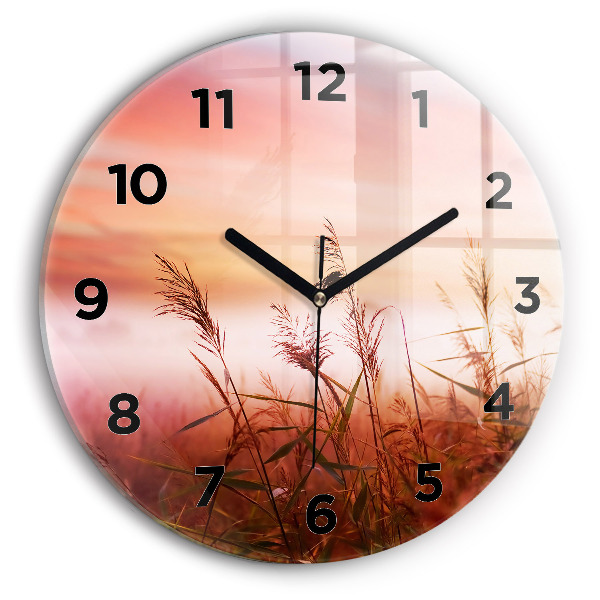 Round glass wall clock Foggy morning