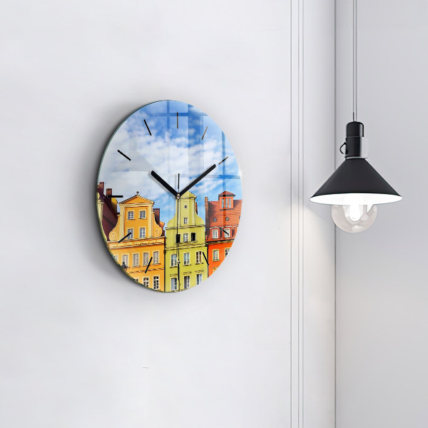 Round glass wall clock Wroclaw - Old Town