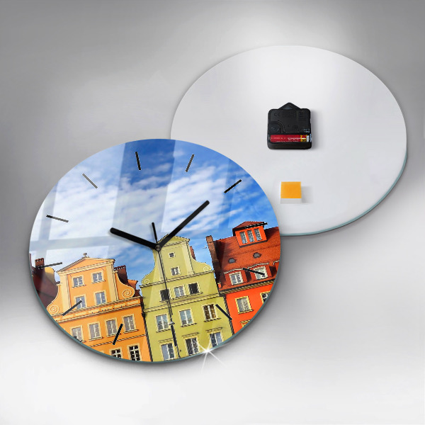 Round glass wall clock Wroclaw - Old Town