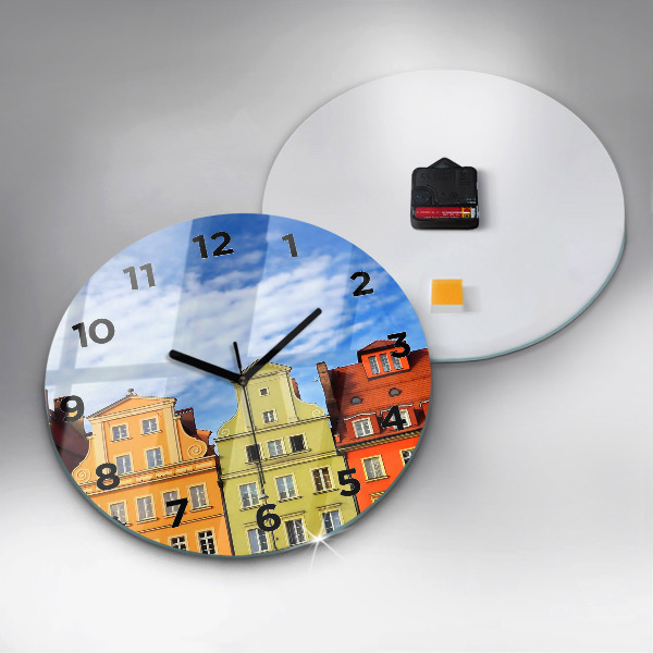 Round glass wall clock Wroclaw - Old Town
