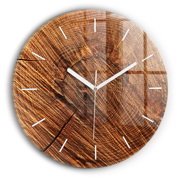 Round glass wall clock Decorative wood