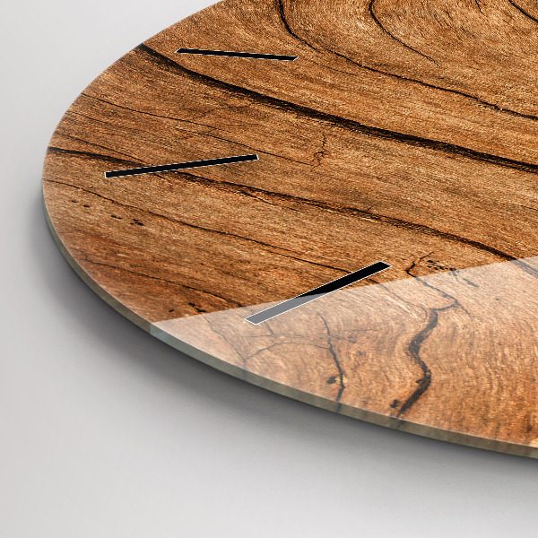 Round glass wall clock Old wood