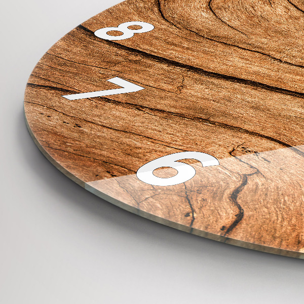 Round glass wall clock Old wood