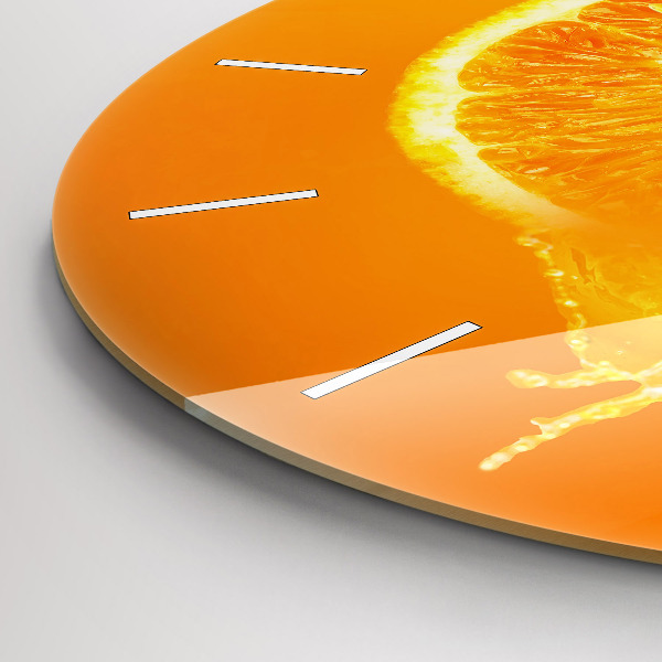 Round glass wall clock Orange
