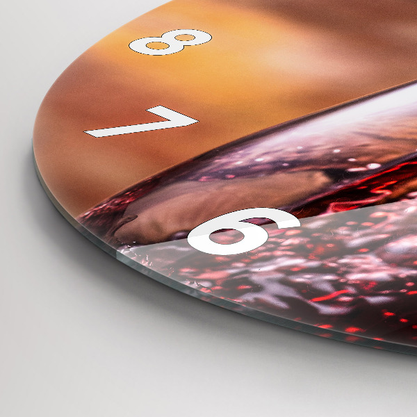 Round glass wall clock A glass of red wine