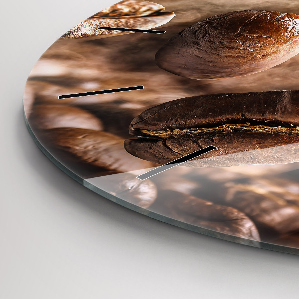 Round glass wall clock Coffee beans