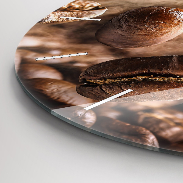 Round glass wall clock Coffee beans
