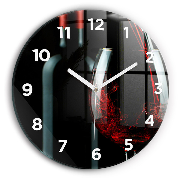 Round glass wall clock A bottle of wine