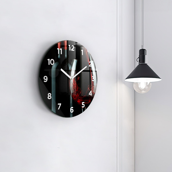 Round glass wall clock A bottle of wine