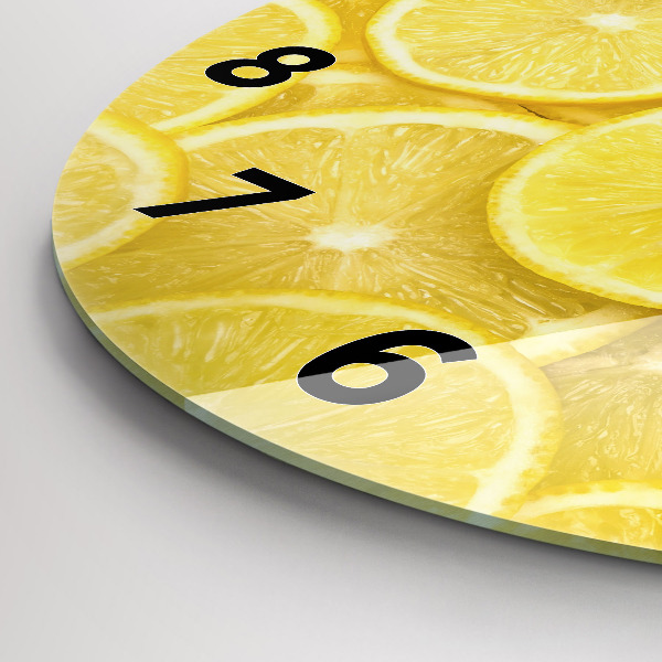 Round glass wall clock Lemon slices