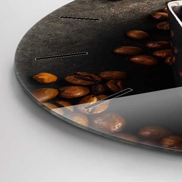 Round glass wall clock A bag of coffee beans
