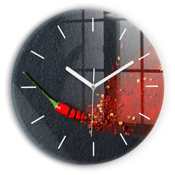 Round glass wall clock Red pepper seasoning