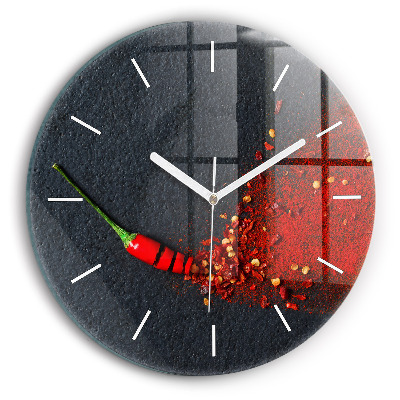 Round glass wall clock Red pepper seasoning