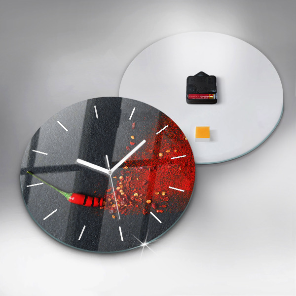 Round glass wall clock Red pepper seasoning