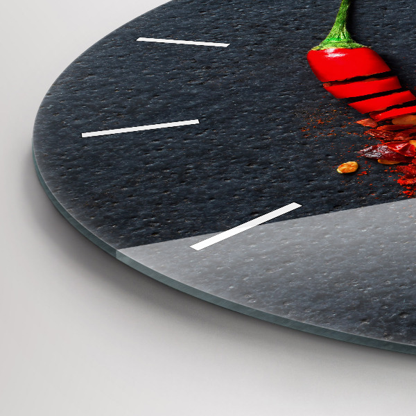 Round glass wall clock Red pepper seasoning