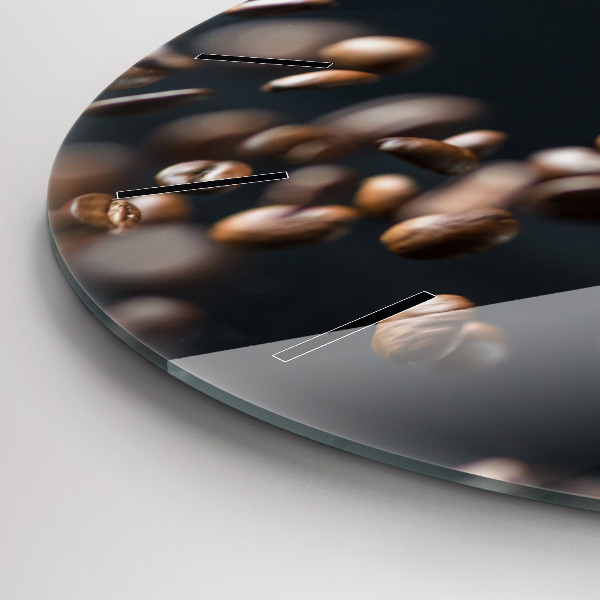 Round glass wall clock Coffee beans