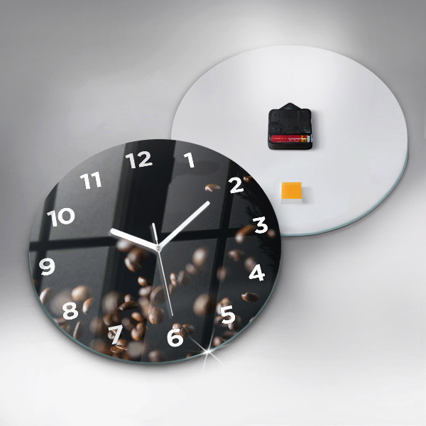 Round glass wall clock Coffee beans