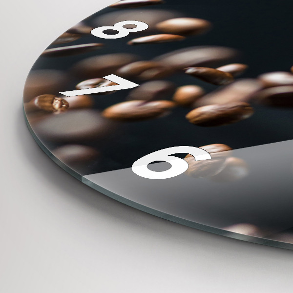 Round glass wall clock Coffee beans