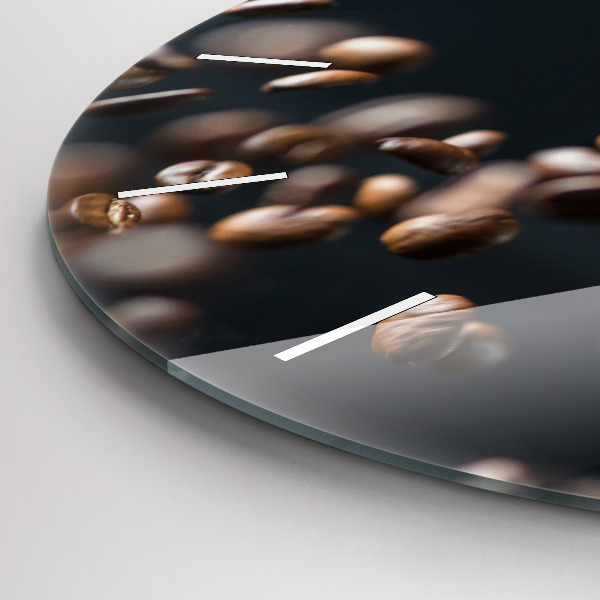 Round glass wall clock Coffee beans