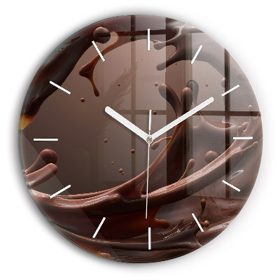 Round glass wall clock Cocoa waves