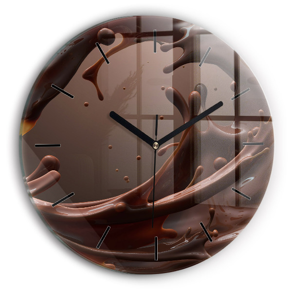 Round glass wall clock Cocoa waves