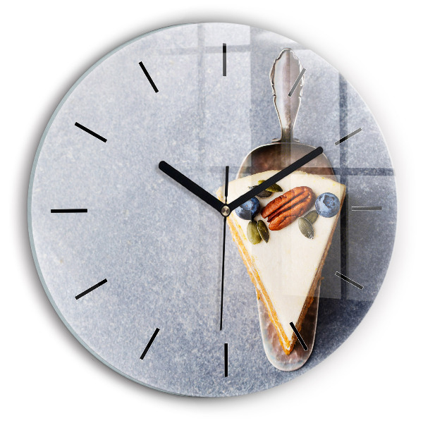 Round glass wall clock A piece of cake