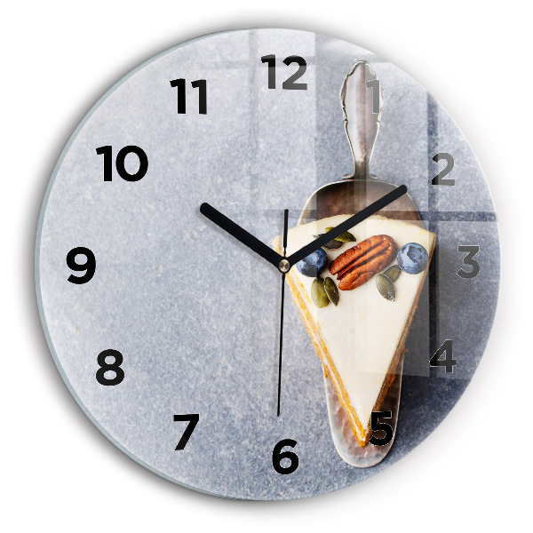 Round glass wall clock A piece of cake