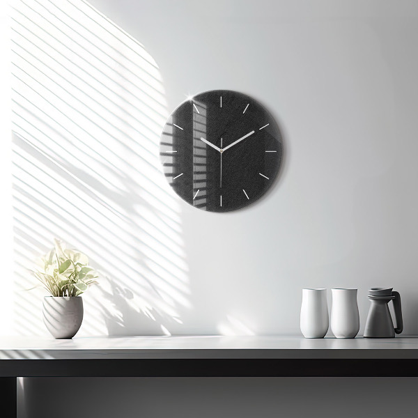 Round glass wall clock Dark rock