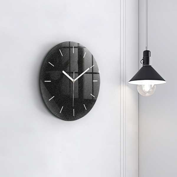 Round glass wall clock Dark rock