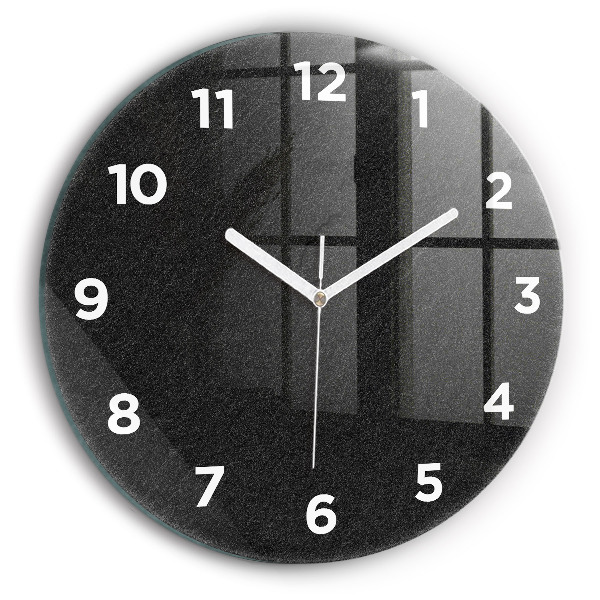 Round glass wall clock Dark rock