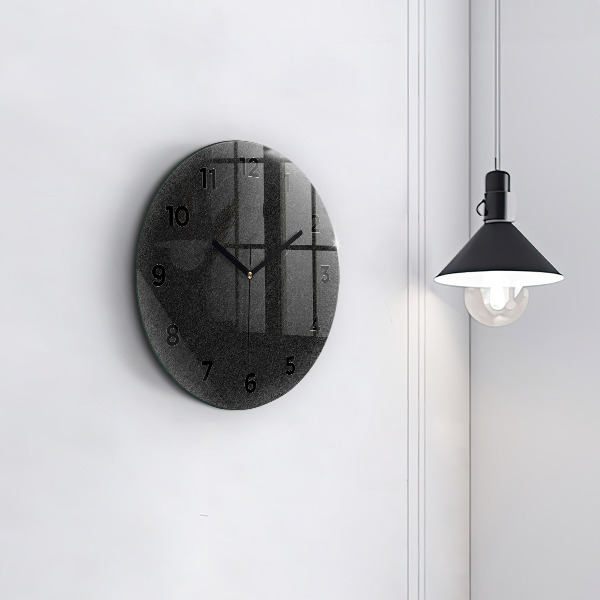 Round glass wall clock Dark rock