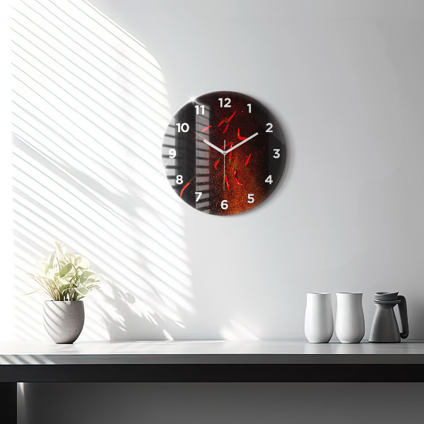 Round glass wall clock Chili peppers