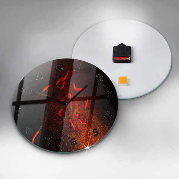 Round glass wall clock Chili peppers