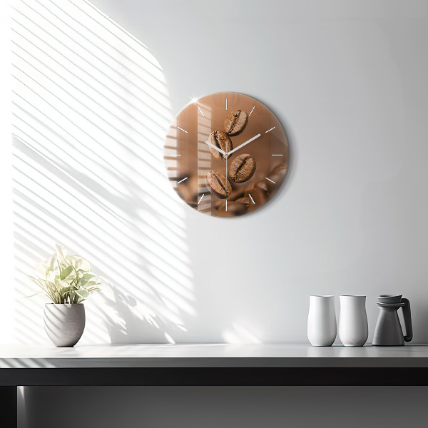 Round glass wall clock Abstract colors