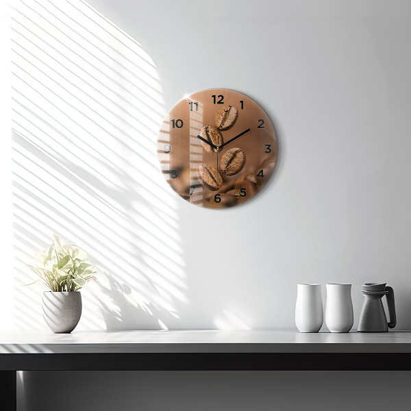 Round glass wall clock Abstract colors