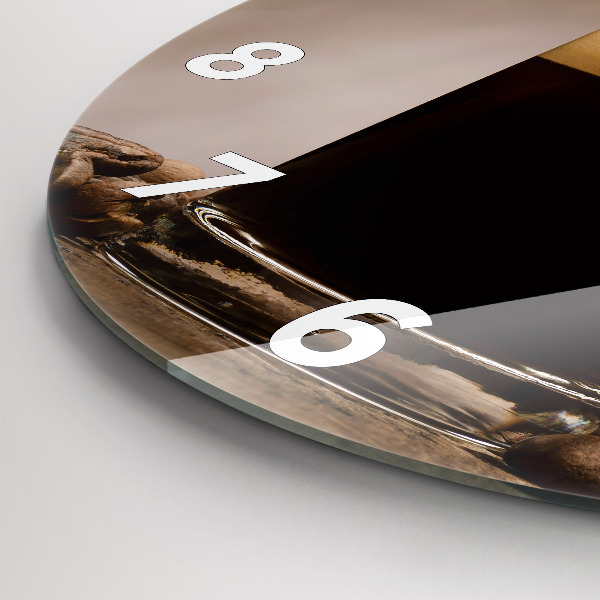 Round glass wall clock A cup of coffee