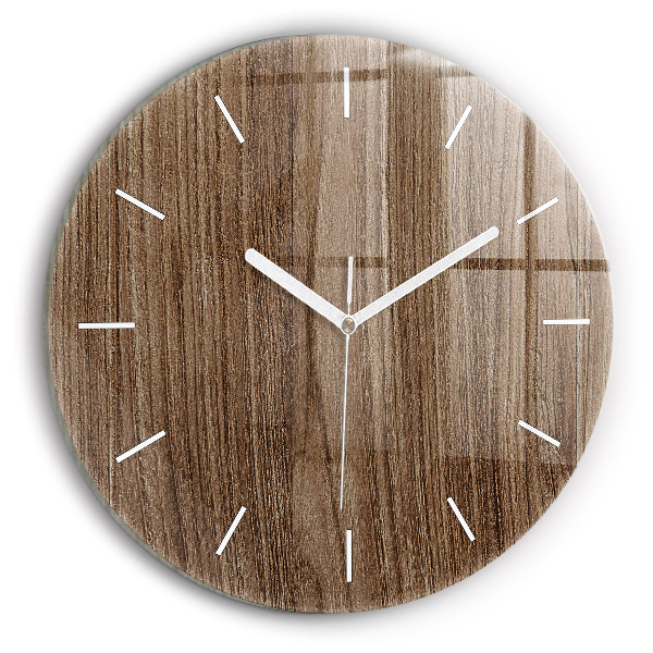 Round glass wall clock Dark wood