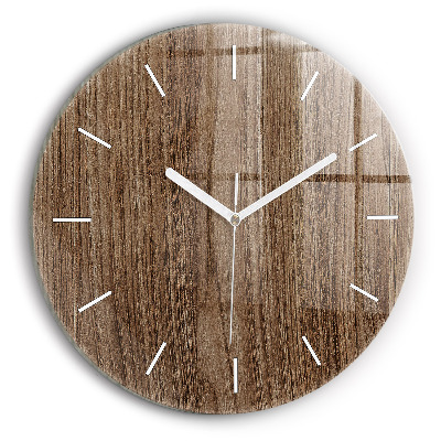 Round glass wall clock Dark wood