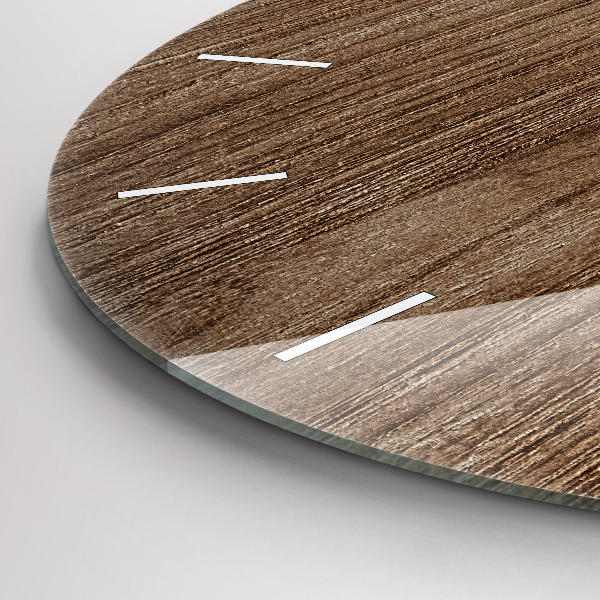 Round glass wall clock Dark wood