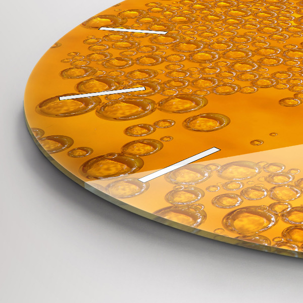 Round glass wall clock Beer with foam