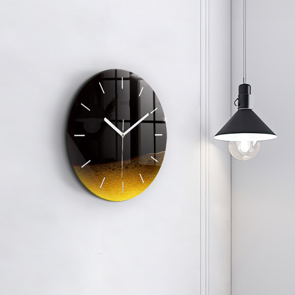 Round glass wall clock Orange juice
