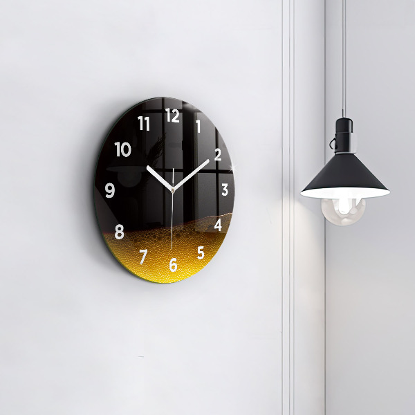 Round glass wall clock Orange juice