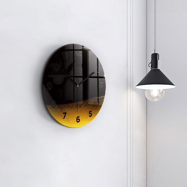 Round glass wall clock Orange juice